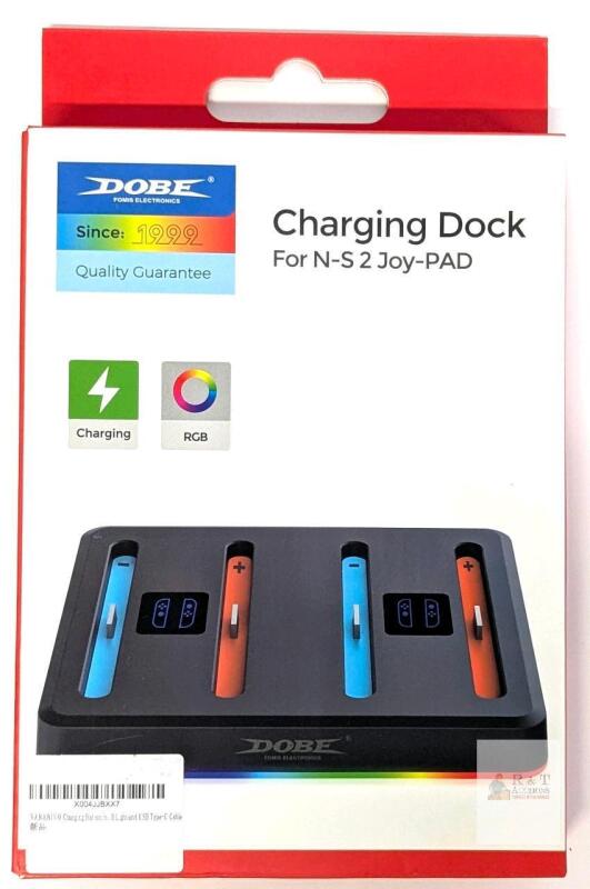New Dobe Charger Dock for |NINTENDO SWITCH 2 | Joy-Con Controller, Portable 4 in 1 Charger Dock with RGB Light Indicators Type-C Cable