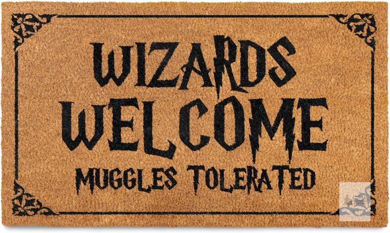 Wizards Welcome Tolerated Door Mat 30x17 Inch, Wizarding Doormat for Covered Outdoor Area, Wizarding Geeky Welcome Mat Outdoor Decor, Funny Nerd Gift, Geek Decor