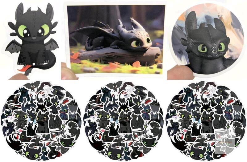 180 New Toothless How To Train Your Dragon-Style Stickers, 3 Packs of 60