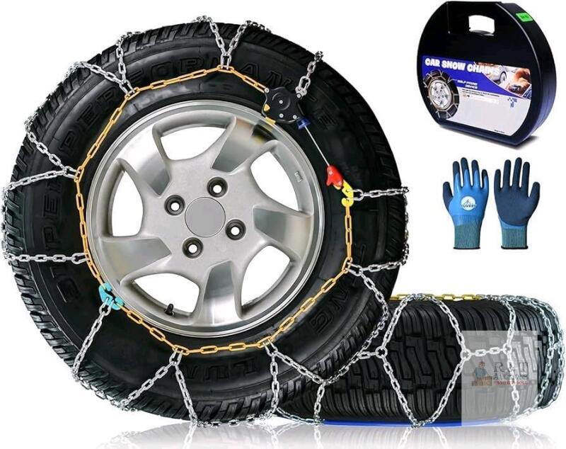 New Snow-Chains Auto Fixing 1 Min Quick Fit Easy Installation Tire-Chains, Portable Reusable Universal Emergency Tire Traction Chain for Passenger Car, Pickup Trucks and SUV - Set of 2 (HKN-80)