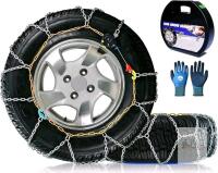 New [ HKN130 ] Set of 2 Snow-Chains Auto Fixing 1 Min Quick Fit Easy Installation Tire-Chains, Portable Reusable Universal Emergency Tire Traction Chain for Passenger Car, Pickup Trucks and SUV