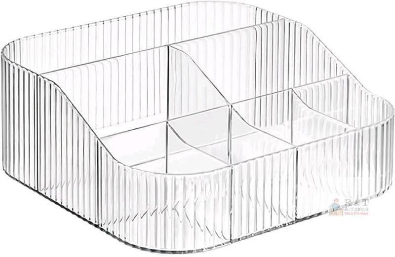 NEW Dasiton H1040-XTR-XL 7-Compartment Clear Acrylic Makeup Brush Holder Organizer, 8"x8"x3"