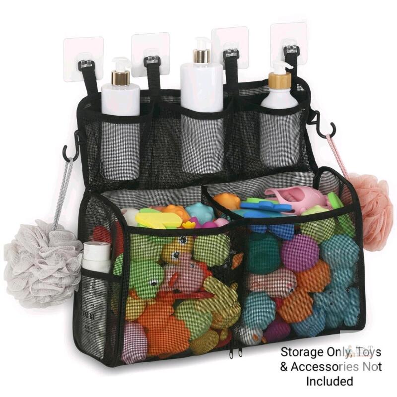 New Docmon Bath Toy Storage, 2 Layers Large Capacity Bath Toy Holder For Bathtub, Quick Dry Bath Toy Organizer With Buttom Zipper,
