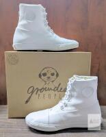 New Size 8W/6M GROUNDED PEOPLE [Sky] Handmade Classic Lace Up High Top Fashion Sneakers Comfortable Walking Shoes - Made with Cruelty Free Leather All Season Shoes GRD004A-32