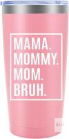 NEW Pink Stainless Steel Insulated Travel Tumbler, 20 oz, "MAMA. MOMMY. MOM. BRUH." Custom Print