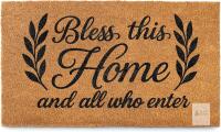 Bless This Home and All Who Enter Doormat 30x17 Inch, Blessed Door Mat for Covered Outdoor Area, Christian Welcome Mat for Front Door, Bible Verse Religious Doormat