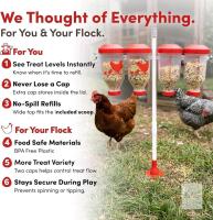 New RentACoop Chicken Treat 4 Tube Dispenser &ndash; Multi-Treat Enrichment Toy and Boredom Buster for Chickens, Easy Top-Fill, Height Adjustable, Chicken Coop Accessory &ndash; Install Indoor or Outdoor LGTRETDISP-00