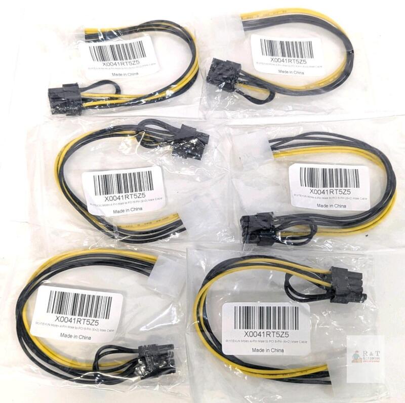 6 New Molex to Graphics Card Power Cables, Molex IDE LP4 4-Pin Male to PCI Express 8-Pin (6+2) Male Adapter Converter Cable for Computer Power Supply Graphics Card