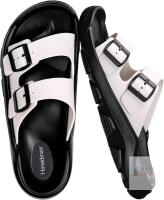 New Size 8 Men's Harssidanzar l Slides Sandals Double Buckle Adjustable Slides EVA Flat Sandals KM243CA
