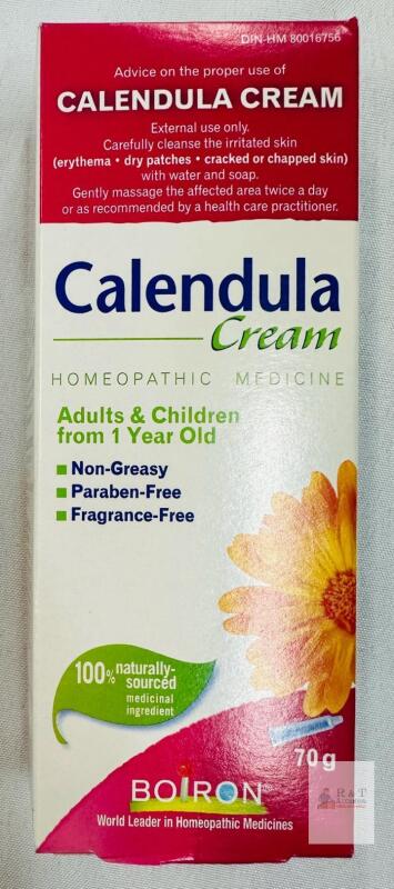 Boiron Calendula Cream 70g, Homeopathic, Paraben-Free, Non-Greasy, UPC 774016813663, Exp 01/2028