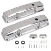 **Wow** A-Premium Aluminum Valve Covers with Holes Retro Finned Polished Compatible with 1958 - 1986 Small Block Chevy SBC Engines . Retail $218