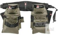 New Diamondback Denali Tool Belt System, Right Hand, Ranger Green, M<br/>Elias & Wrangell pouches + hammer & flat bar holsters on the 6 in. Classic base - 8 pockets, 16 slots, 6 loops . Retail $530