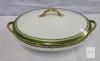 Limoges France L.R.L. Porcelain Covered Serving Dish, Greek Key & Gold Trim, 12in Handles