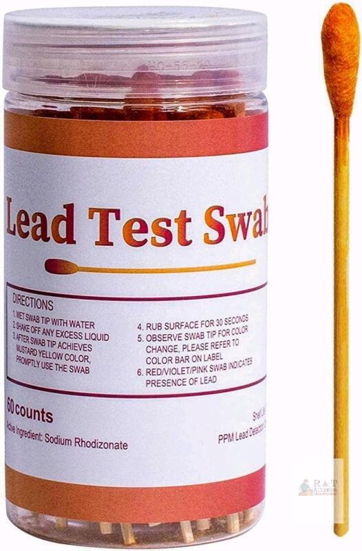Lead Test Swabs, 30 Count, Sodium Rhodizonate, Red/Pink Detects Lead, Expires 06-19-2026, Lot#2024062001