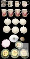 Porcelain & Ceramics : Coffee Mugs, 6pc Small Snack Bowls, 6 Assorted Plates Up To 8.8" & Signed Wizard Clay Earthenware Pinch/Pour Pot