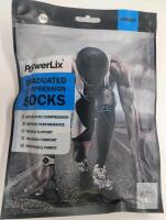 PowerLix Graduated Compression Socks, S/M, Grey, 20-30 mmHg, Unisex, Antimicrobial, Moisture-Wicking