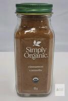 Simply Organic Ground Cinnamon 69g Glass Jar, USDA Organic, Kosher, UPC 089836192110
