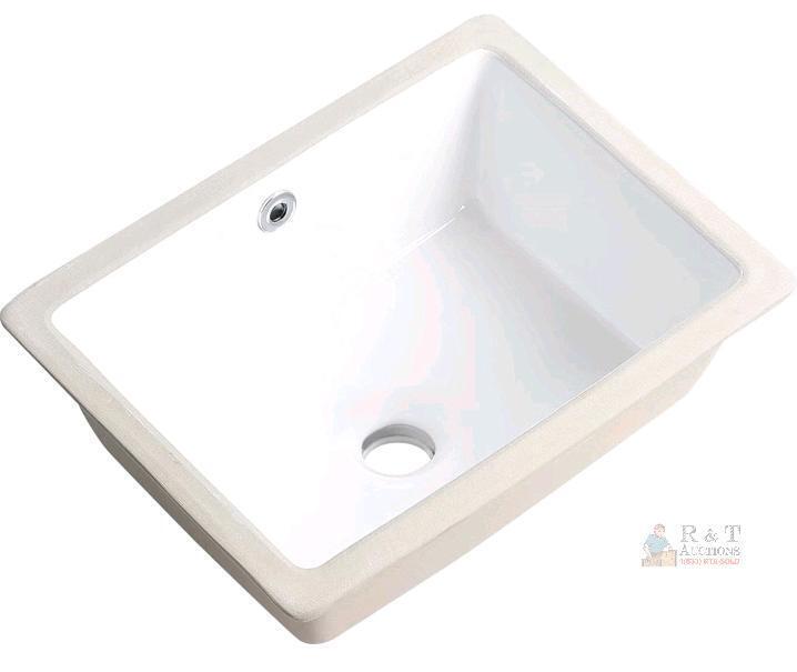 NEW KDKSC 8016 Ceramic Undermount Bathroom Sink, Rectangular, 15.7"x11.7", Overflow, White