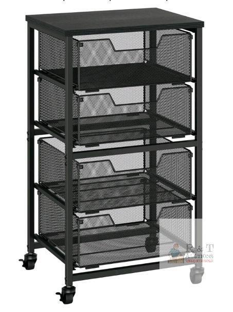 Aokitsink MZ-GYPTCJ-CA 4-Drawer Metal Mesh Rolling Storage Cart, Black, 14.6" x 11.4" x 26.6"