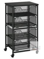 Aokitsink MZ-GYPTCJ-CA 4-Drawer Metal Mesh Rolling Storage Cart, Black, 14.6" x 11.4" x 26.6"