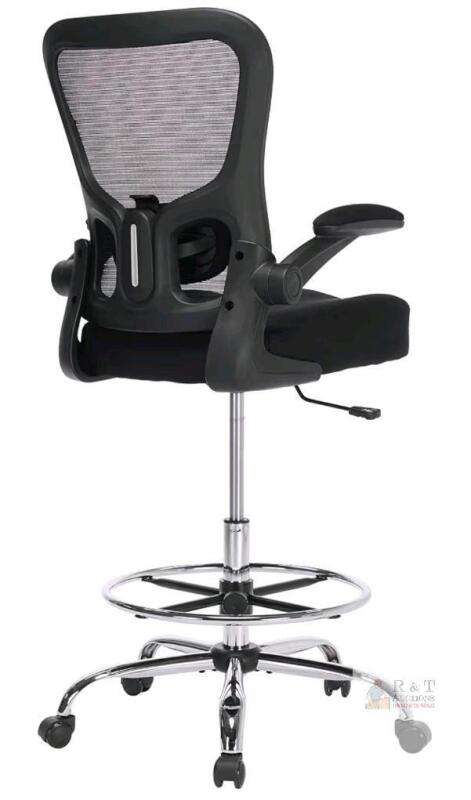 New Tall Draftinf Office Chair w/Adjustable Lumbar Support & Footrest Ring , Breathable Mesh Standing High Desk Chair w/Padded Flip-up Armrests . Some Assembly Required