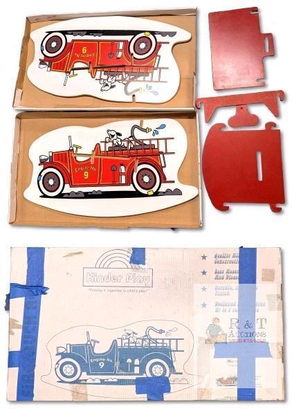 Wooden Kinder Play Fire Engine Rocking Toy, Easy To Assemble, 29.5" &times; 14.5"