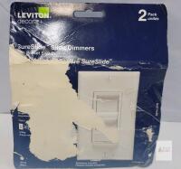 Leviton 6672-2PK Decora SureSlide 600W 3-Way/Single Pole Dimmer Switches, White, Wallplates Incl. (2-Pack)