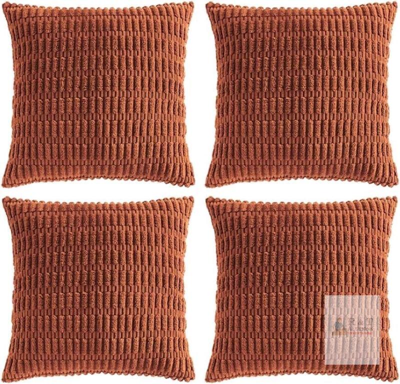 4 New Avoin Colorlife RED RUST Decorative Throw Pillow Covers for Living Room Couch Bed, Hidden Zipper, Modern Farmhouse Boho Home D&eacute;cor Accent Cushion Case, 17" &times; 17.5" (2 Packs of 2)