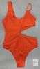 Orange Cutout One Shoulder One-Piece Swimsuit, Size Medium, Asymmetric Metal Ring Detail