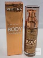 PHOERA Just Glow! Body Luminizer 30ml Pump Bottle, Gold Shimmer, Original Box