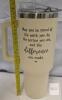 NEW Insulated Travel Tumbler with Handle, Cream Color, Motivational Quote - 2