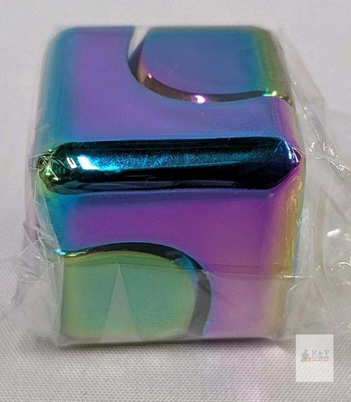 Rainbow Infinity Fidget Cube &ndash; Metal Alloy, 1.2in, Smooth Folding,