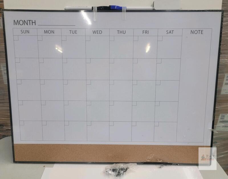 Arcobis 24" x 18" Magnetic Dry Erase Monthly Calendar Whiteboard with Black Aluminum Frame
