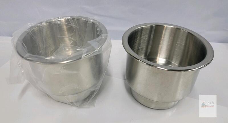 Stainless Steel Cup Holder Insert with Drain Hole and Neoprene Pad, 4.25" OD, 3.5" ID, 3.5" Height