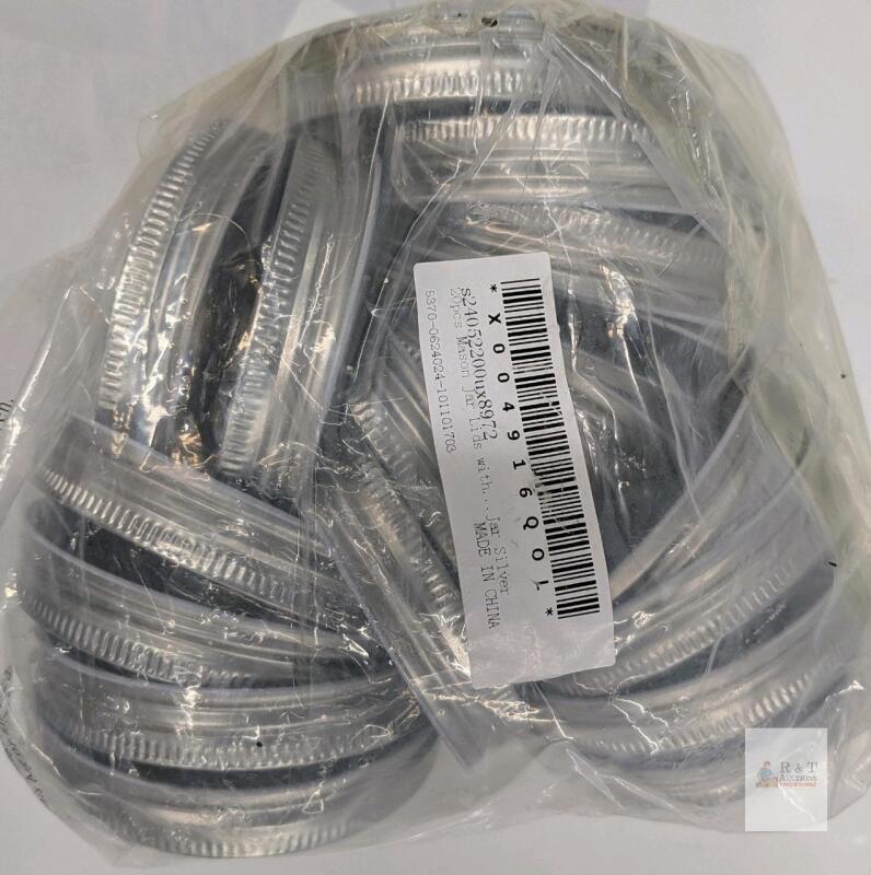 20-Pack Silver Metal Mason Jar Lids with Straw Holes for Regular Mouth Jars