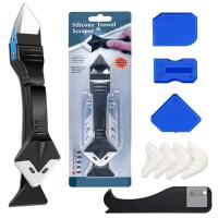3-in-1 Silicone Trowel & Scraper Set with 9 Pieces, Interchangeable Heads, and Stainless Steel Blade