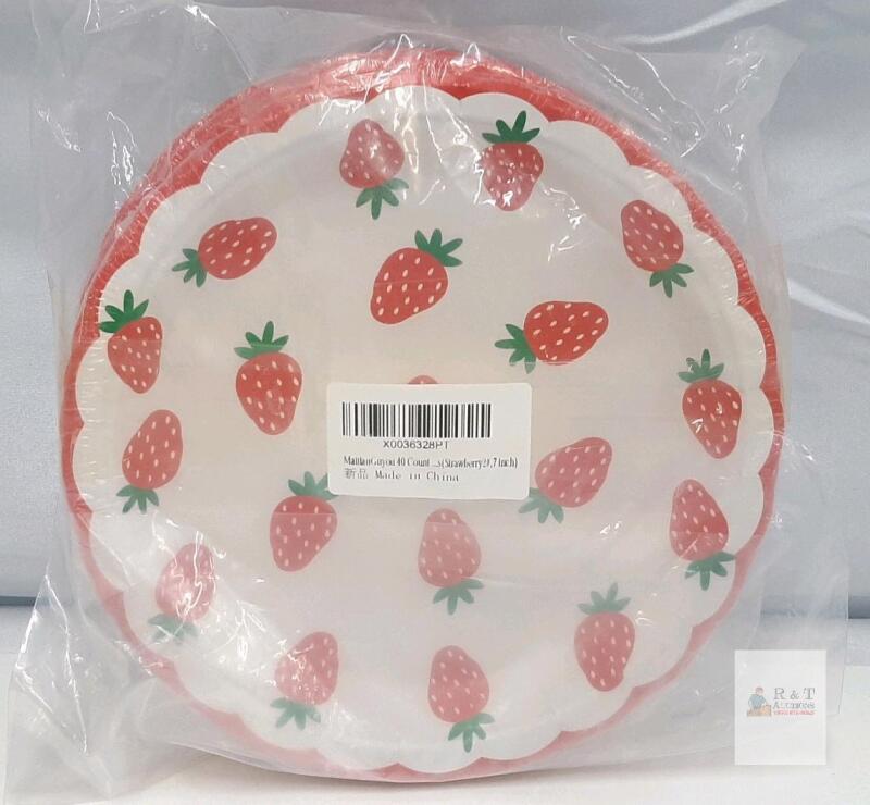MaitianGuyou Strawberry 2# 9-Inch Disposable Paper Plates, 40-Pack