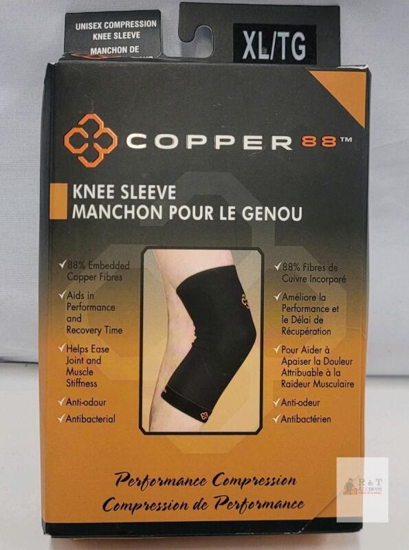 Copper88 XL Compression Knee Sleeve, 88% Copper Nylon, Unisex, Pain Relief & Recovery, Black