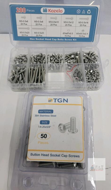 Kozelo 280pc Metric Hex Socket Cap Screw Assortment + TGN 304SS 1/4-20 Button Head Screws 50pc