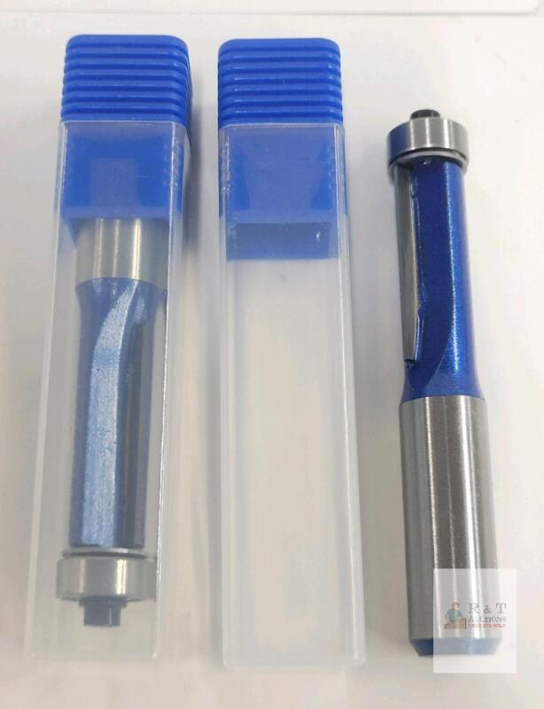 Flush Trim Router Bit Set 2pcs, 1/2" Diameter, 1/4" Shank, Silver Blue, Top Bearing &ndash;