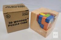 Sharp Brain Zone 3D Wooden Puzzle Cube, Multicolor, 2.75", Includes Box, Batch 50724, CE Certified
