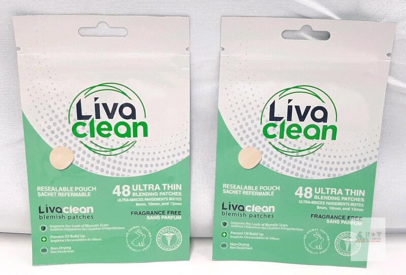 LivaClean Hydrocolloid Blemish Patches 48 Count, Ultra Thin, 8/10/12mm, Fragrance Free