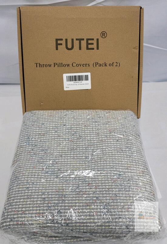 FUTEI 24x24 Inch Throw Pillow Covers Set of 2, Rock Gray Granular, Zippered