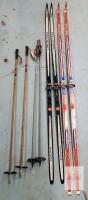 Vintage Skilom XCR 154 Norway & Peltonen Super MII Finland Cross-Country Skis w/ Poles