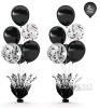 2-Set Black & Confetti Balloon Table Decorations, 12" Latex Balloons, Foil Weights, TB191302