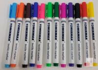 YOMIXMAX 12-Color Textile Marker Set, Model 661, Fine 1-2 mm Tips, Water-Based Ink