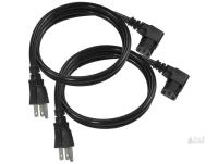 3' NEMA 5-15P to IEC C13 Right Angle Computer Power Cord 2-Pack, 10A 125V, UPC 755704189581