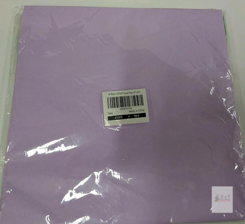 80 Sheets 20"x20" Tissue Paper, 8 Assorted Colors, Gift Wrap & Craft, Sealed,