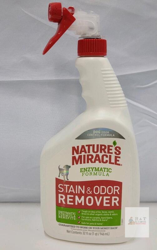 Nature's Miracle BROKEN NOZZLE 32 fl oz Enzymatic Stain & Odor Remover Spray, Pet Safe, Dog Odor Control, UPC: 018065969637