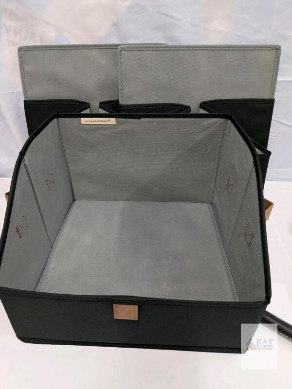 StorageWorks Collapsible Fabric Storage Bin, 19" x 13.25" x 11", 55L Capacity, Gray/Black